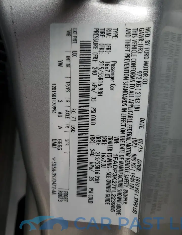 1FADP3K27FL223985# 12