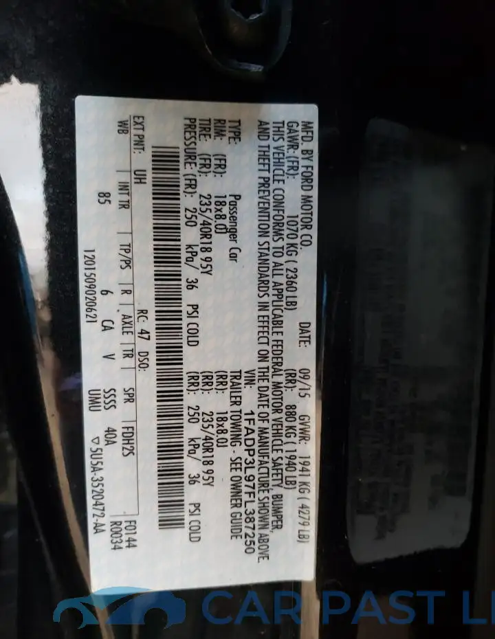 1FADP3L97FL387250# 12