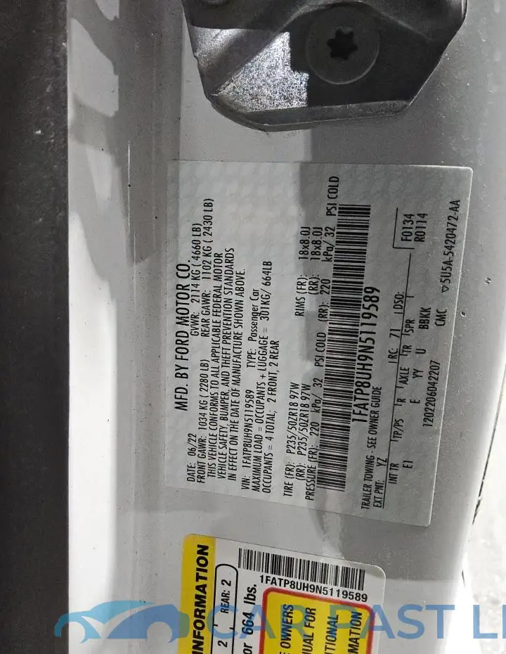 1FATP8UH9N5119589# 13