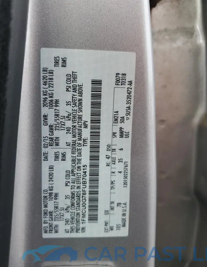 1FMCU0G78FUB70415# 12