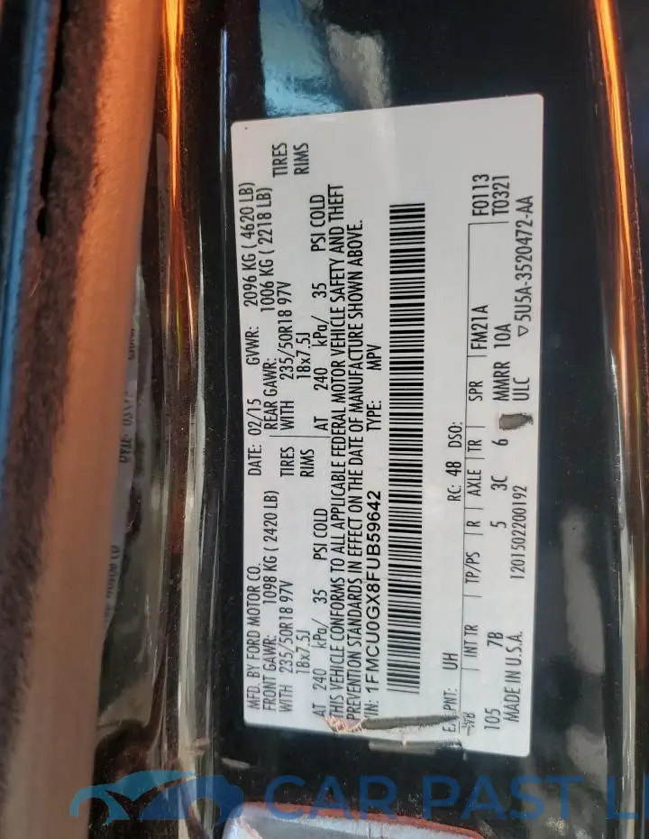 1FMCU0GX8FUB59642# 13
