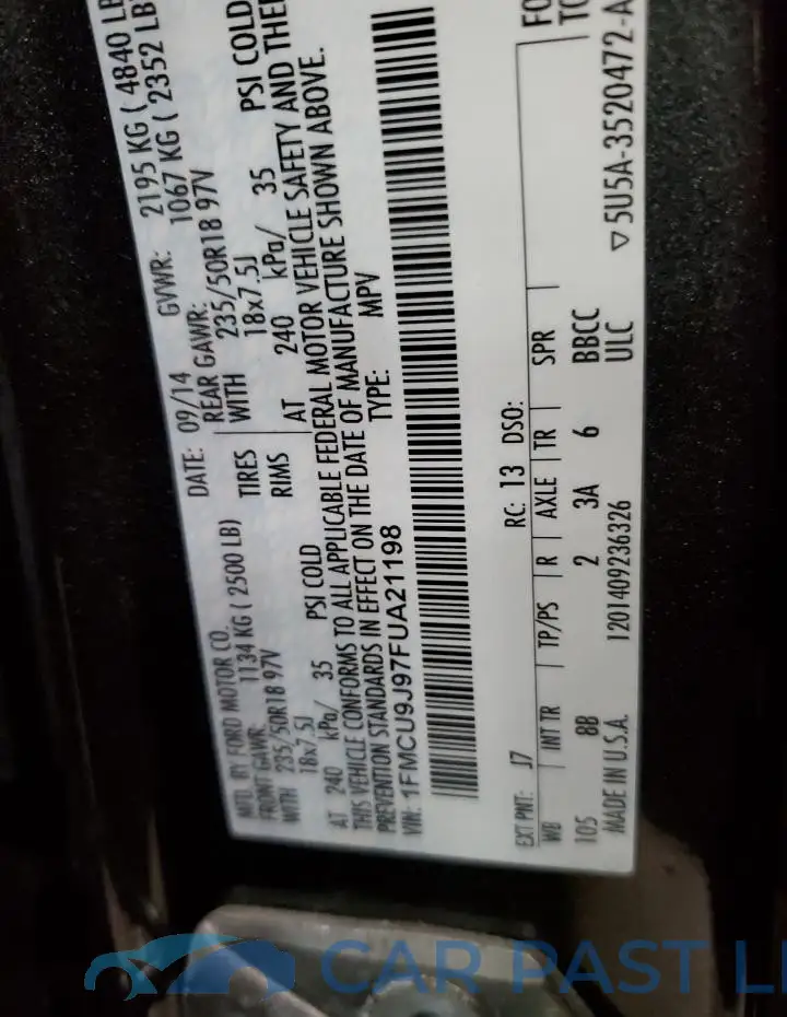 1FMCU9J97FUA21198# 13