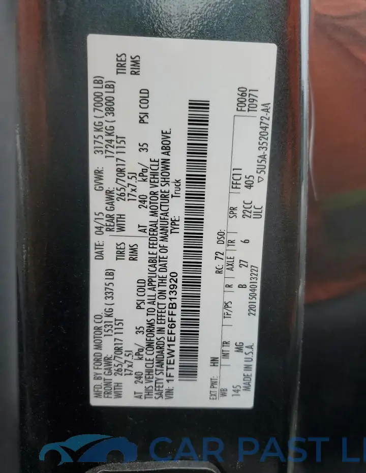 1FTEW1EF6FFB13920# 12