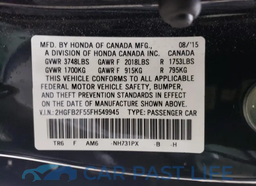 2HGFB2F55FH549945# 12
