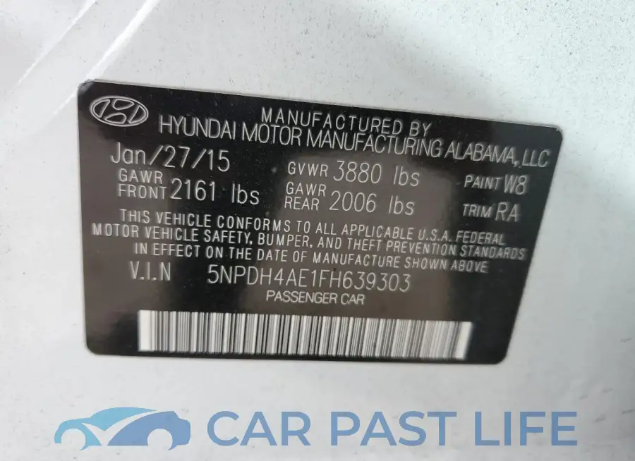 5NPDH4AE1FH639303# 12