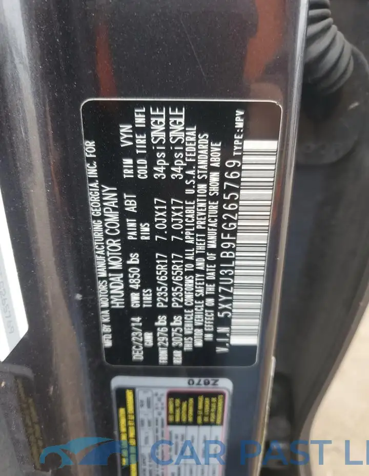 5XYZU3LB9FG265769# 13