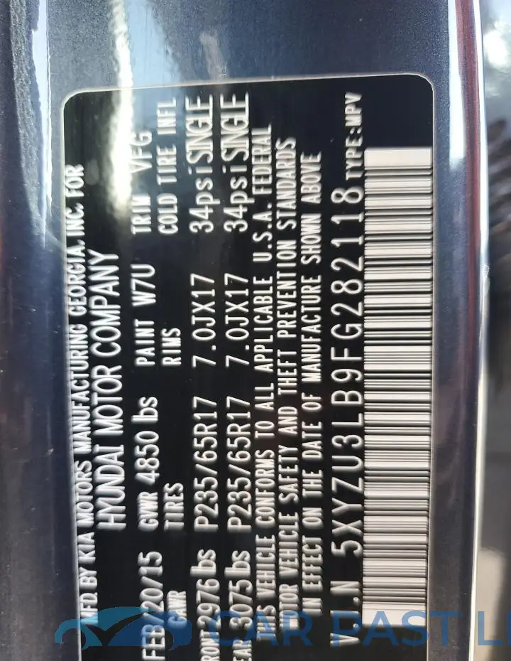 5XYZU3LB9FG282118# 13