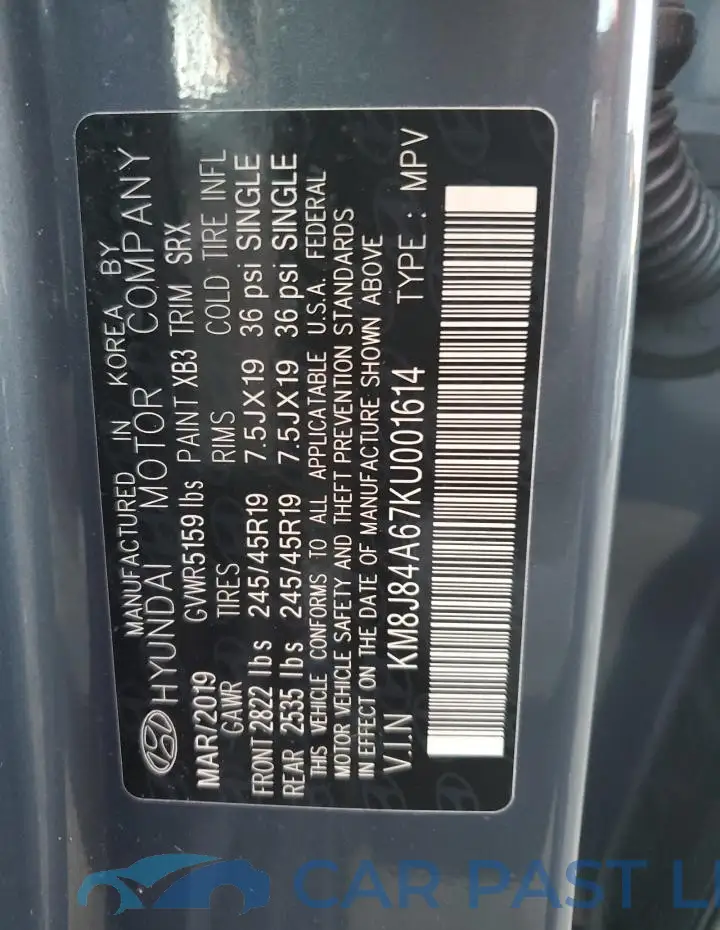 KM8J84A67KU001614# 13