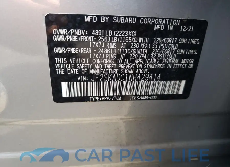 JF2SKADC1NH429414# 12