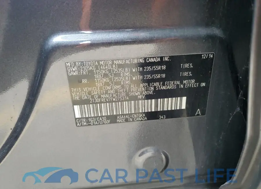 2T3DFREV7FW275314# 13