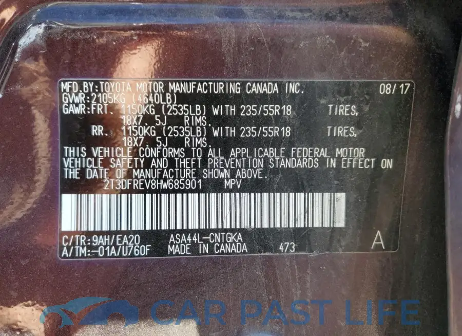 2T3DFREV8HW685901# 14