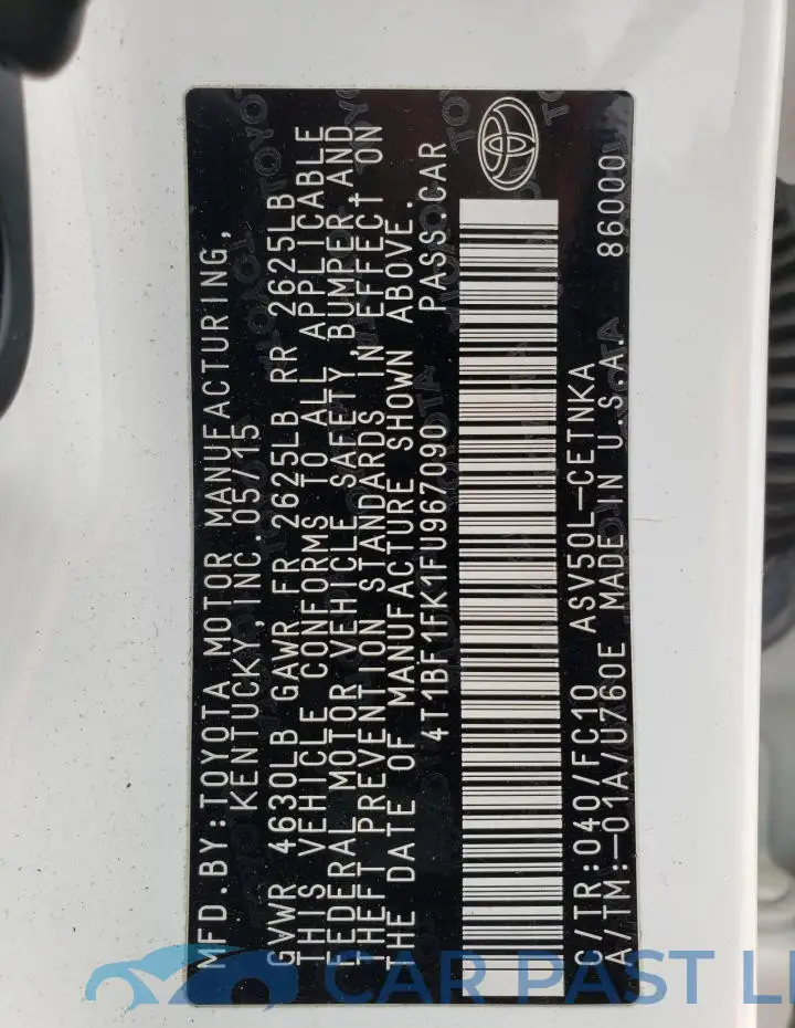 4T1BF1FK1FU967090# 12
