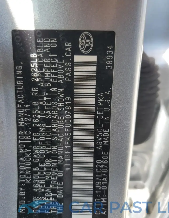 4T1BF1FK5FU007819# 13