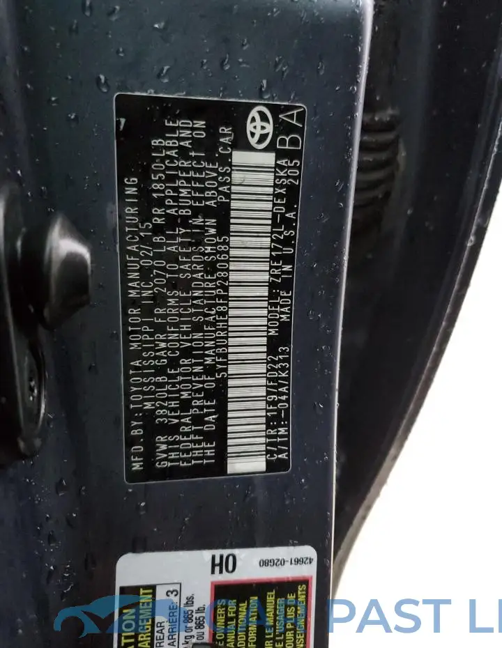 5YFBURHE8FP280685# 12