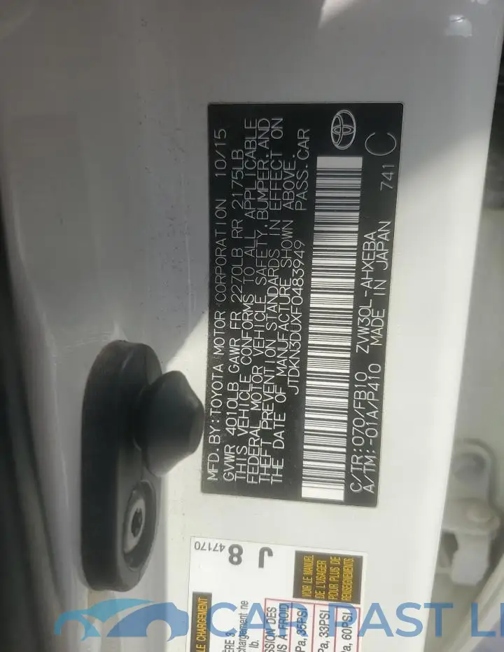 JTDKN3DUXF0483949# 12