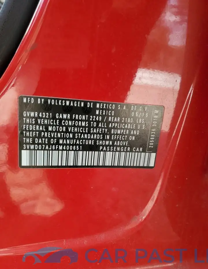 3VWD07AJ6FM400651# 12