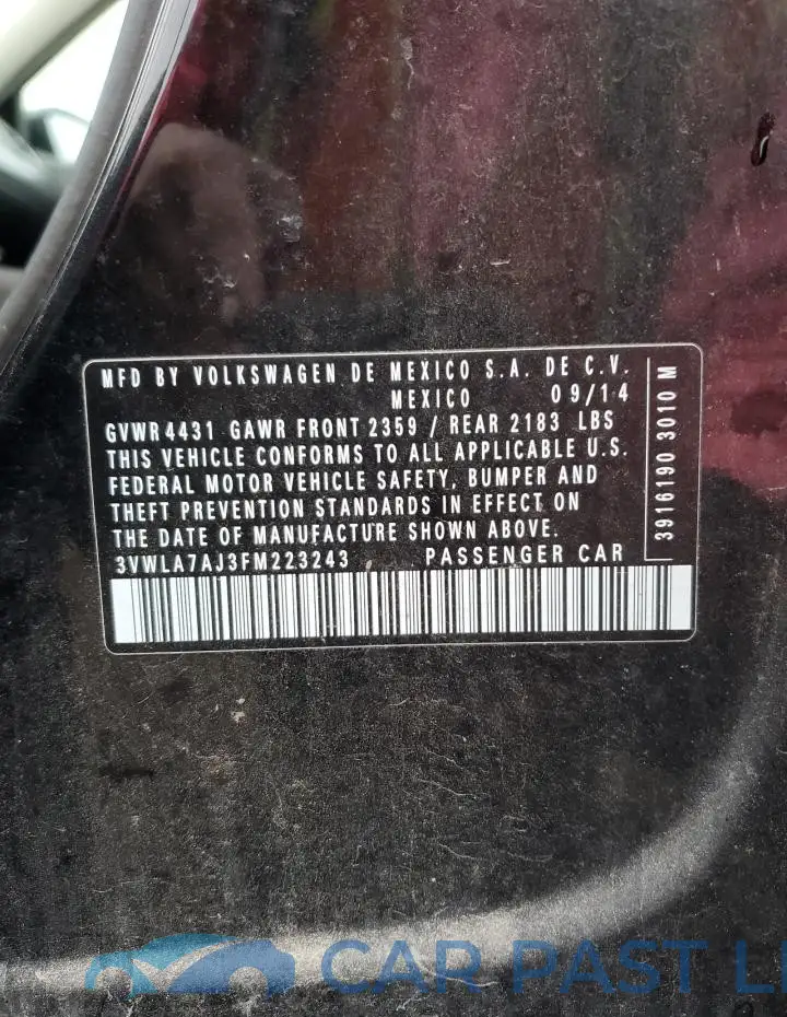 3VWLA7AJ3FM223243# 13