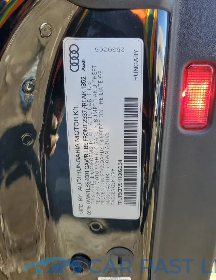 TRUT5CFV9H1002294# 12