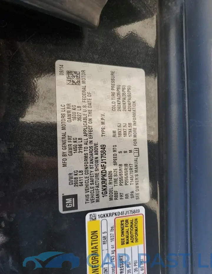1GKKRPKD4FJ175849# 13