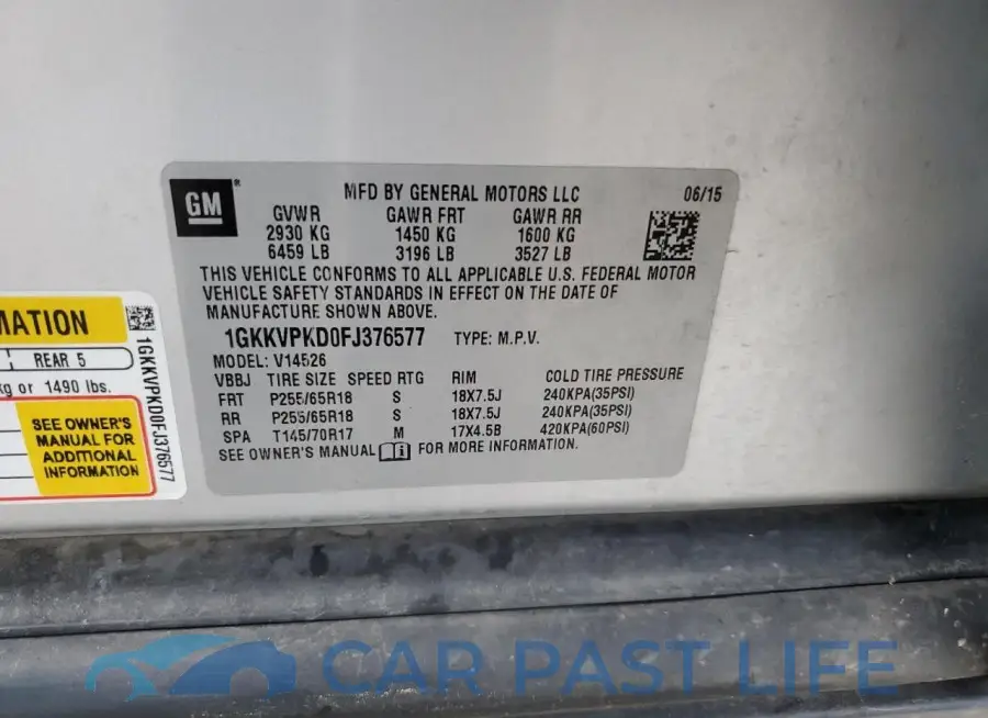 1GKKVPKD0FJ376577# 12
