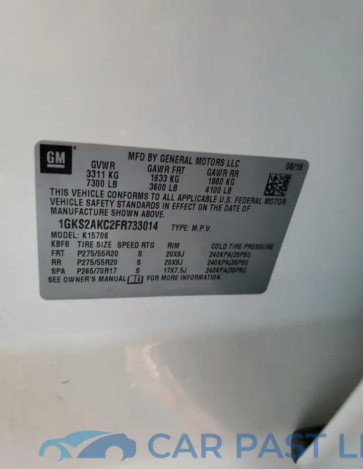1GKS2AKC2FR733014# 13