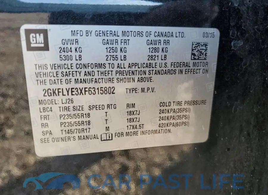 2GKFLYE3XF6315802# 14