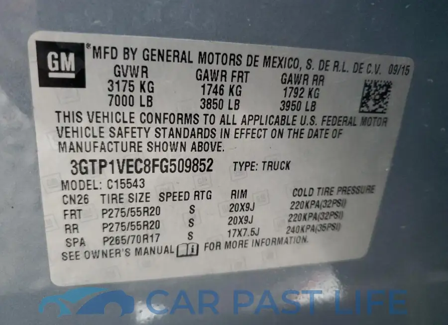 3GTP1VEC8FG509852# 12