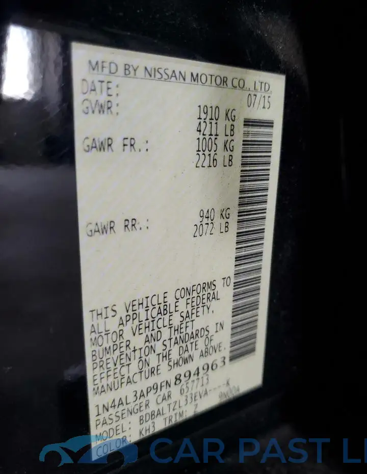 1N4AL3AP9FN894963# 12