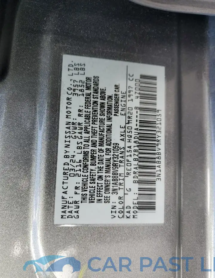 3N1AB8BV9RY321059# 12