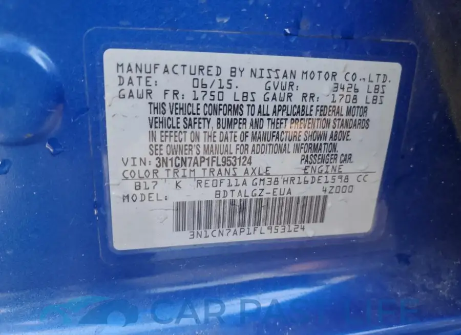 3N1CN7AP1FL953124# 12