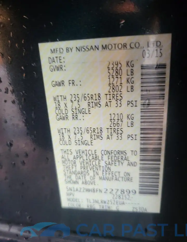5N1AZ2MH8FN227899# 10