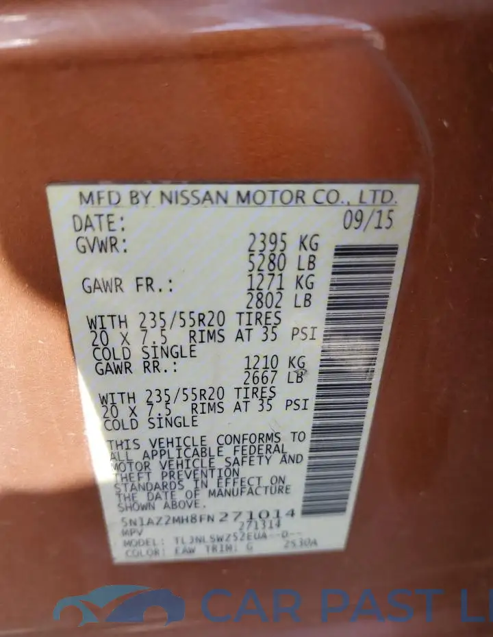 5N1AZ2MH8FN271014# 14