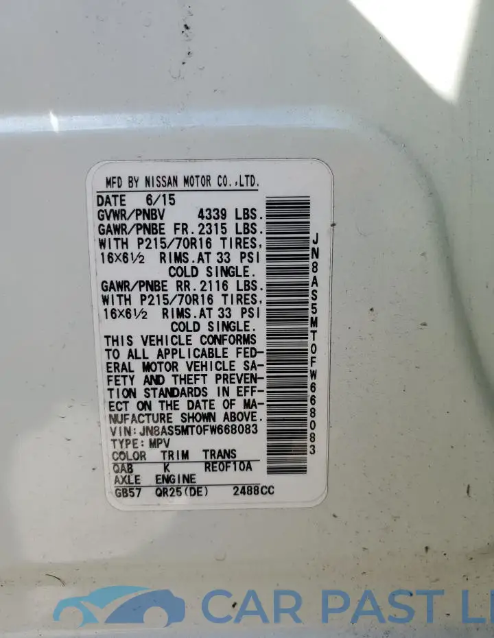 JN8AS5MT0FW668083# 13