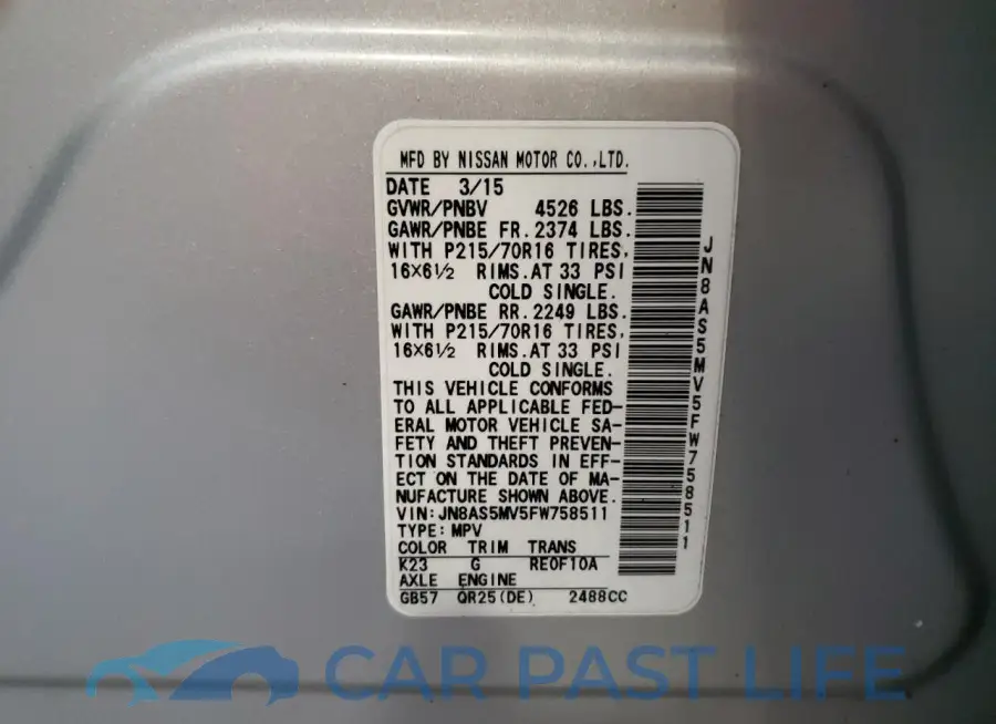 JN8AS5MV5FW758511# 13