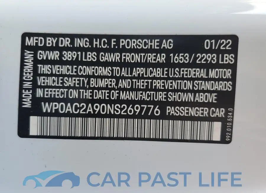 WP0AC2A90NS269776# 13