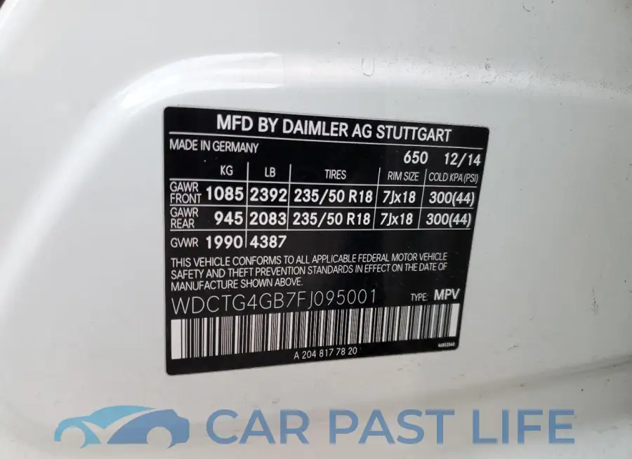 WDCTG4GB7FJ095001# 13
