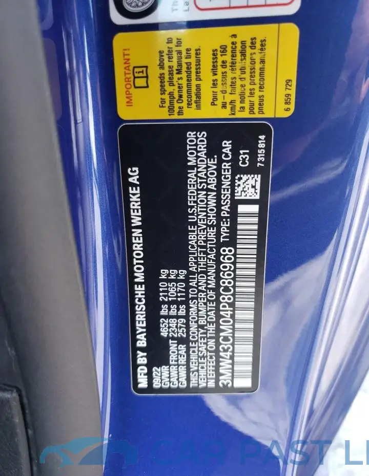 3MW43CM04P8C86968# 12