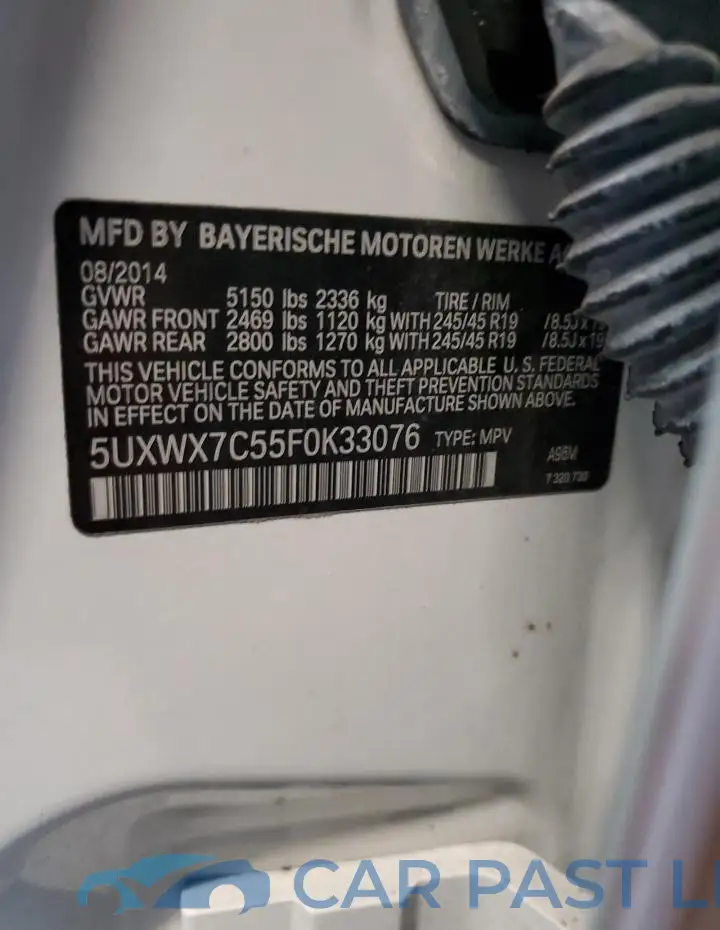5UXWX7C55F0K33076# 13