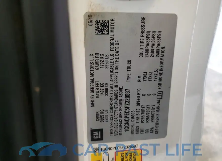 1GCNCPEC5FZ320587# 12