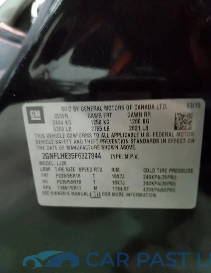 2GNFLHE35F6327844# 14