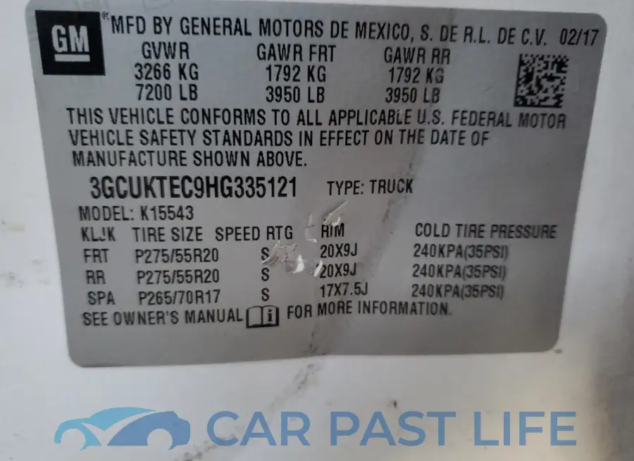 3GCUKTEC9HG335121# 12