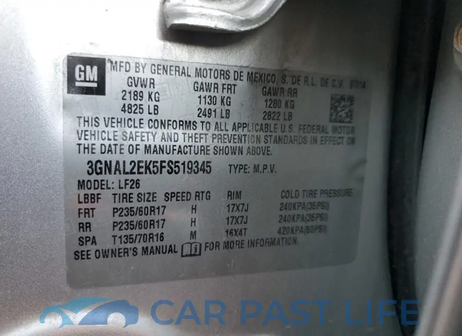 3GNAL2EK5FS519345# 13