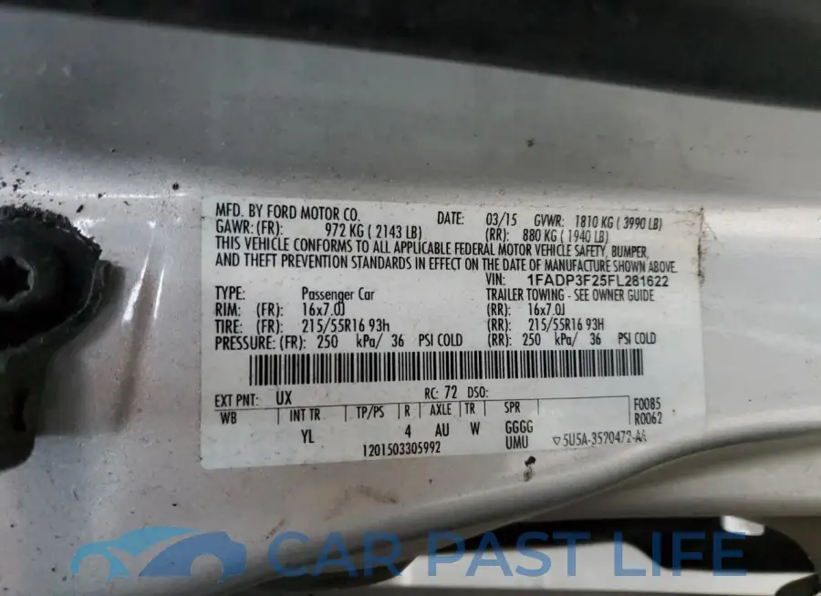 1FADP3F25FL281622# 12