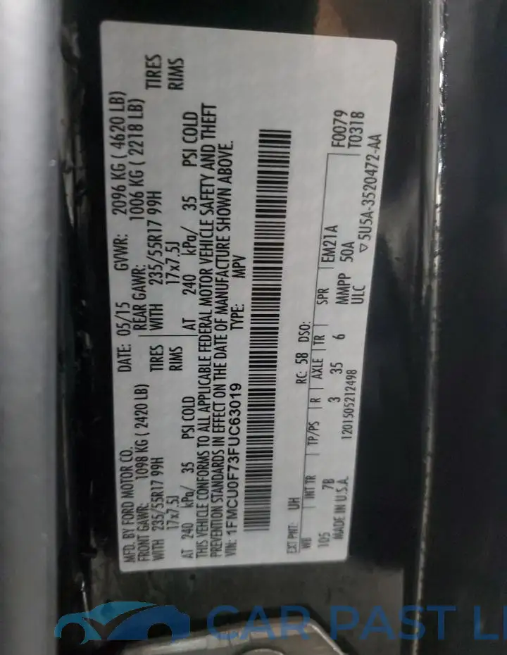 1FMCU0F73FUC63019# 14