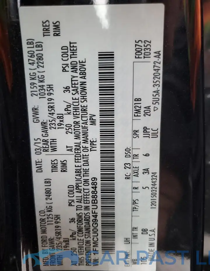 1FMCU0G94FUB88489# 14