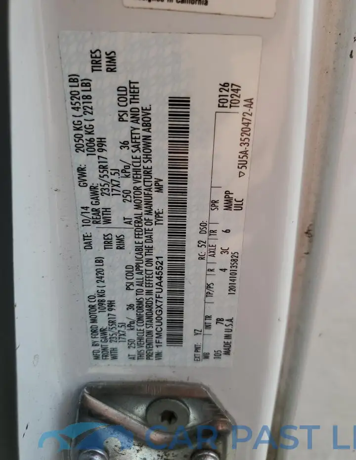 1FMCU0GX7FUA45521# 12