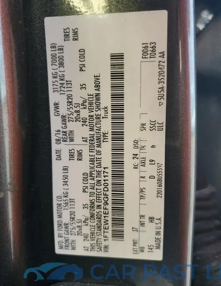 1FTEW1EF9GFD01171# 12
