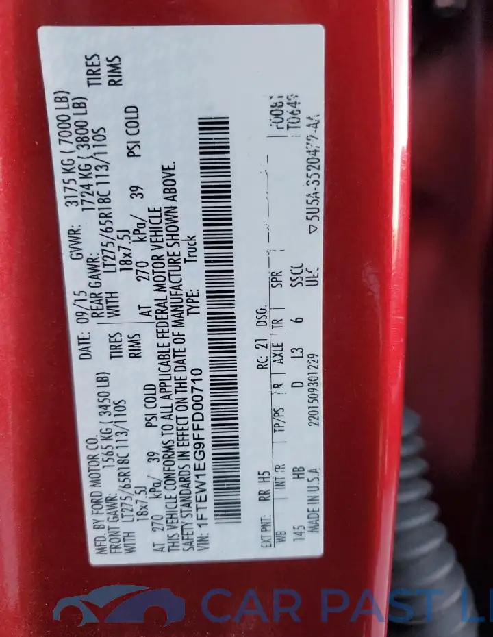 1FTEW1EG9FFD00710# 12