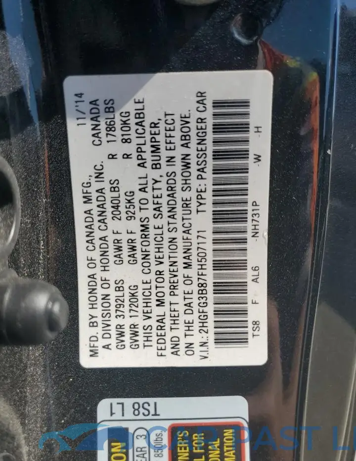 2HGFG3B87FH507171# 12