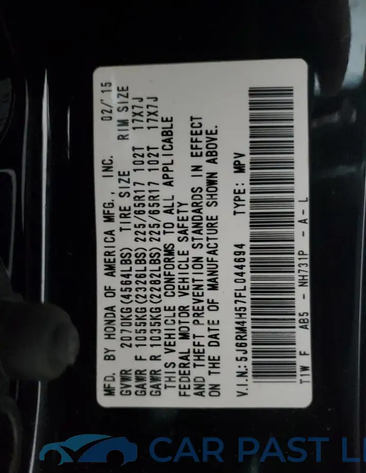 5J6RM4H57FL044694# 13